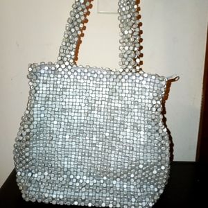 VINTAGE Gray Beaded shoulder bag